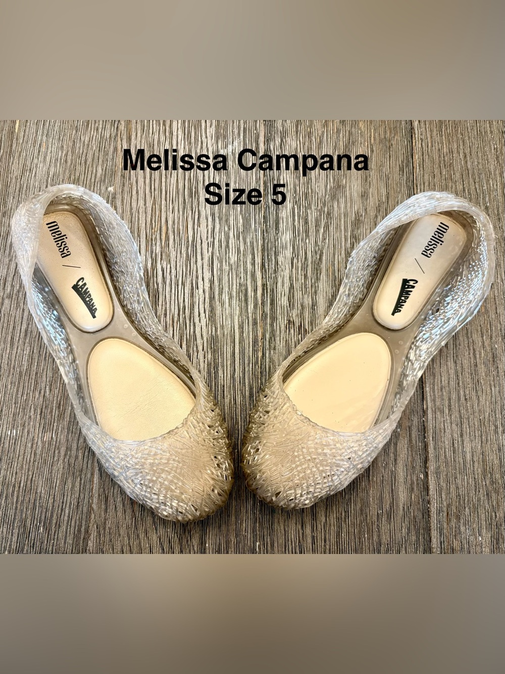 Melissa Campana Transparent Beige Jelly Ballet Flats